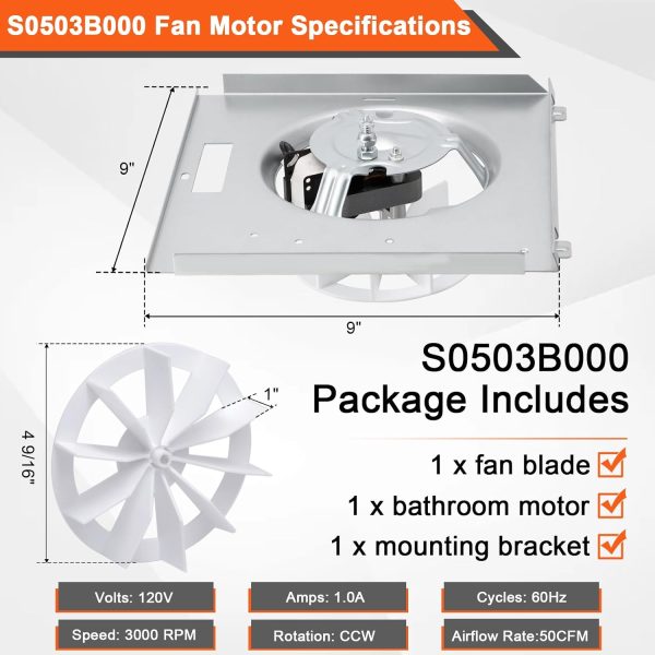 Hiorucet S0503B000 Bathroom Fan Motor Copper Quiet-1