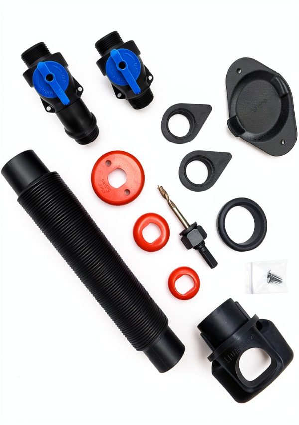 EarthMinded DIY Rain Barrel Diverter Kit - Black Metal Plastic for-0