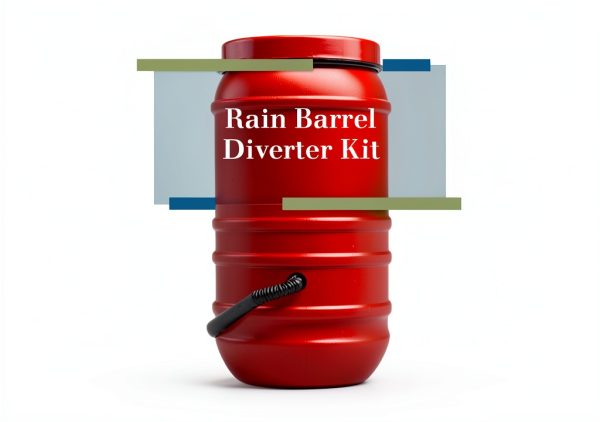 EarthMinded DIY Rain Barrel Diverter Kit - Black Metal Plastic for-5