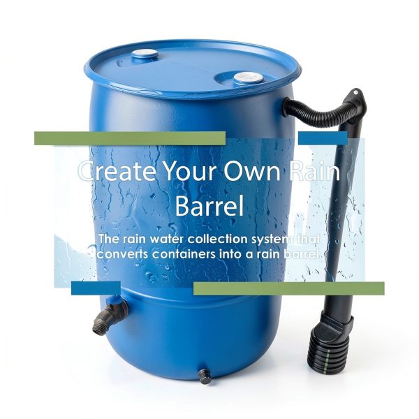 EarthMinded DIY Rain Barrel Diverter Kit - Black Metal Plastic for-1